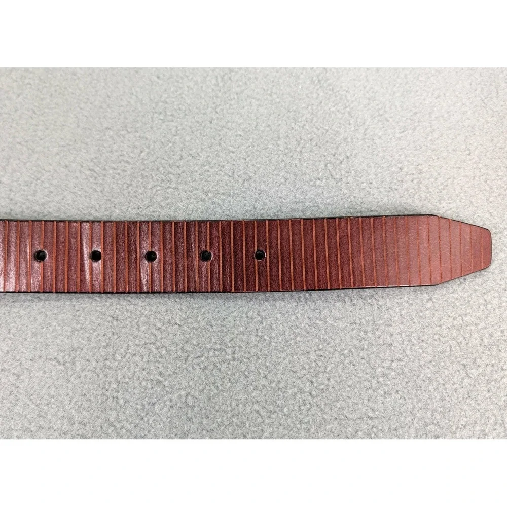 Allen Edmonds Brown Belt Sliced Slatted Scored Mens 44 Leather USA Old Money